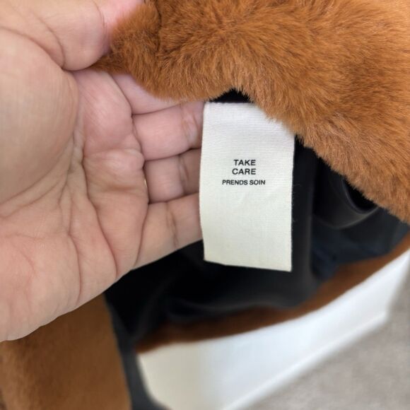 Avec Les Filles $199 Luxurious Notch Lapel Brown Faux Fur Coat Size Large NWT - Picture 8 of 13